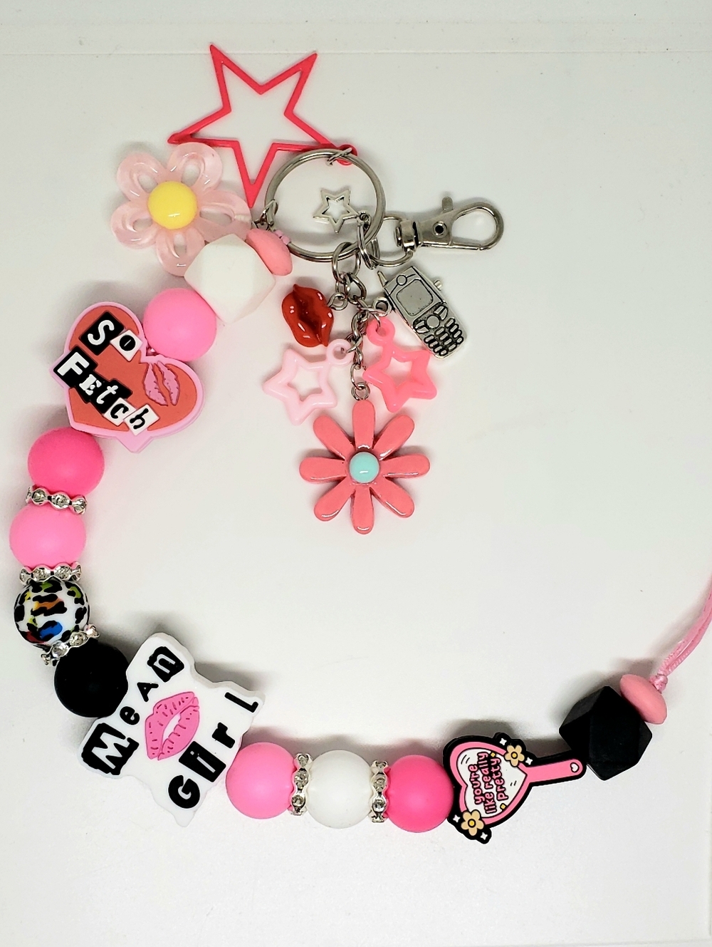 Handmade Mean Girls So Fetch You're Like Really Pretty Beaded Silicone Keychain